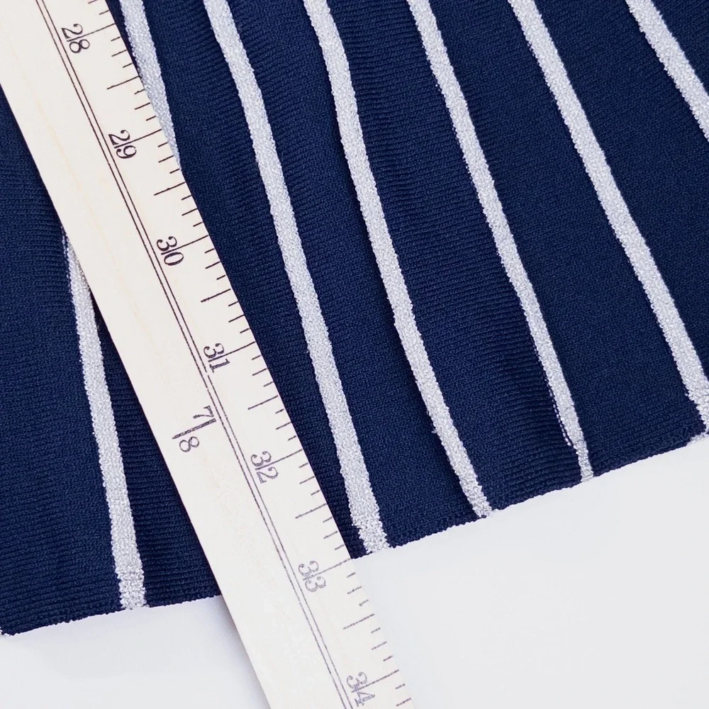 REISS Ribbed‎ Knit Dress Girls 11-12Y Navy Silver Metallic Stripe Skater Dress